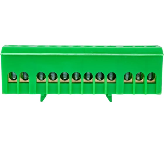 Изображение товара Шина PE земля в корпусном зеленом изоляторе на DIN-рейку REXANT 6x9 мм 12 групп 11-2322
