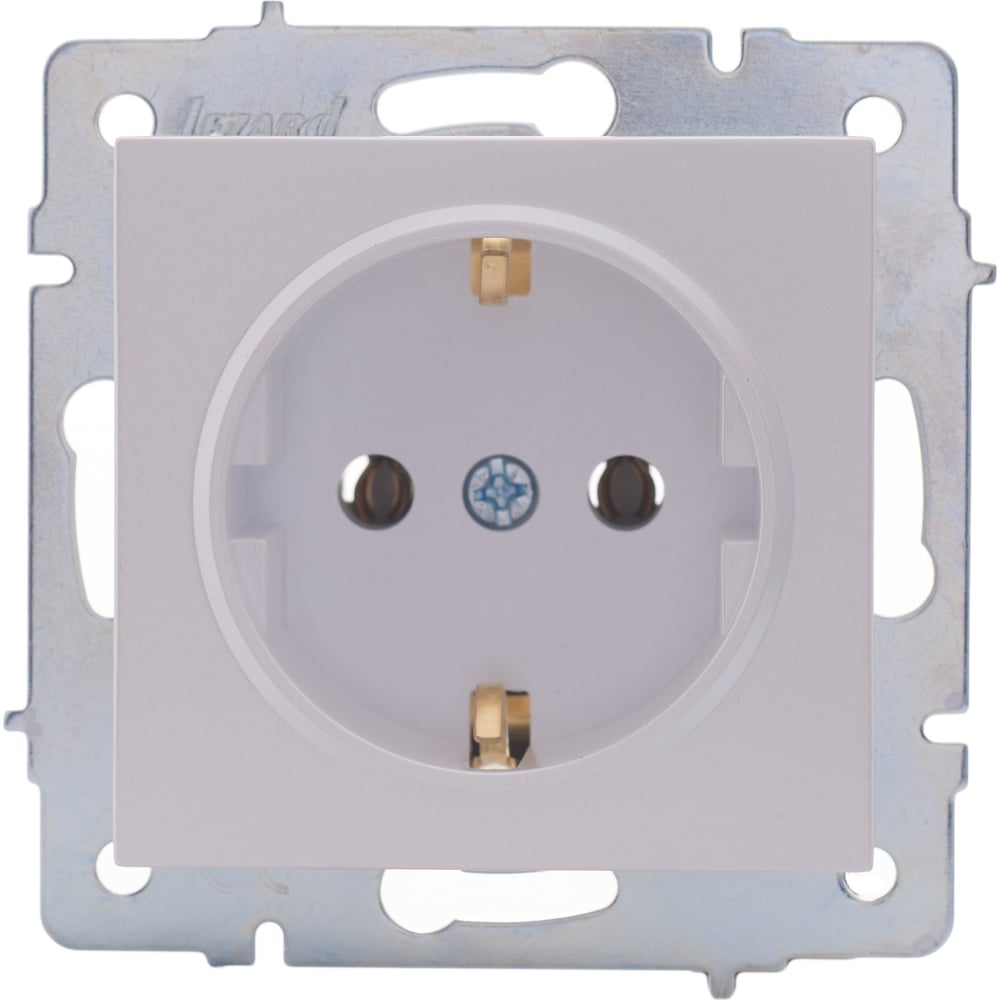 Изображение товара Розетка Lezard VESNA с заземлением керамическая жемчужно-белая IP20