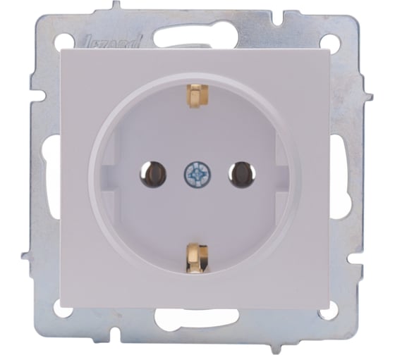 Изображение товара Розетка Lezard VESNA с заземлением, керамика, жемчужно-белый перламутр 742-3088-122