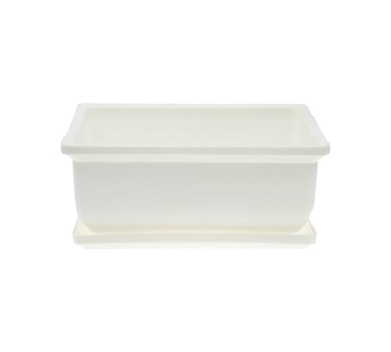 Изображение товара Кашпо с поддоном ФлораПласт Бонсайница 15х10х6 см, белое, 750 мл 000917