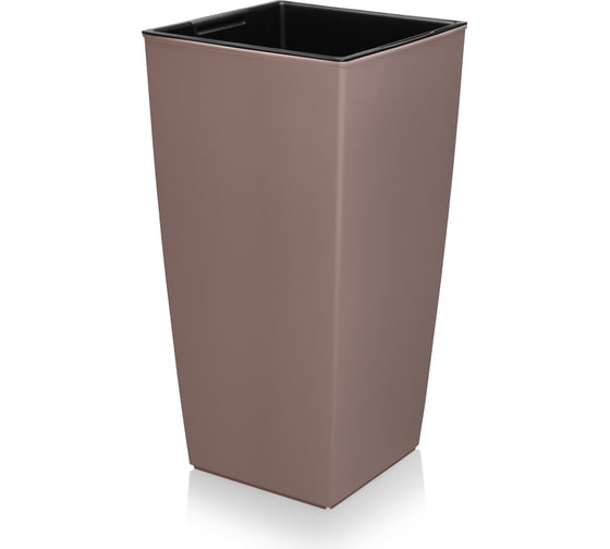 Изображение товара Кашпо Эльфпласт Camellia квадратное, c вкладышем, серо-коричневое, 295х565 мм 065969