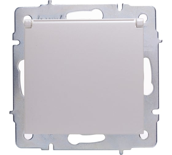 Изображение товара Розетка Lezard VESNA с заземлением, с крышкой, ПБТ, жемчужно-белый перламутр 742-3088-123B