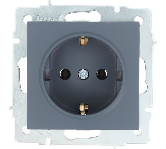 Изображение товара Розетка Lezard VESNA с заземлением, ПБТ, графит 742-3488-122B