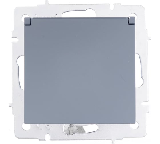 Изображение товара Розетка Lezard VESNA с заземлением, с крышкой, ПБТ, графит 742-3488-123B