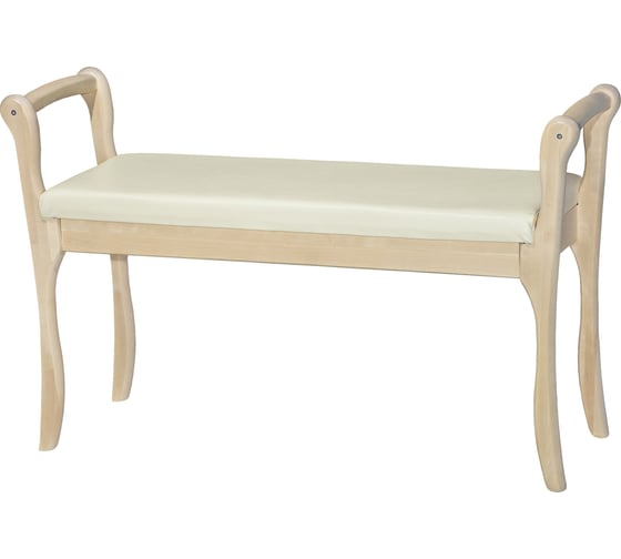 Изображение товара Мягкая скамья для прихожей с подлокотниками Мебелик экокожа крем, каркас лак 7569