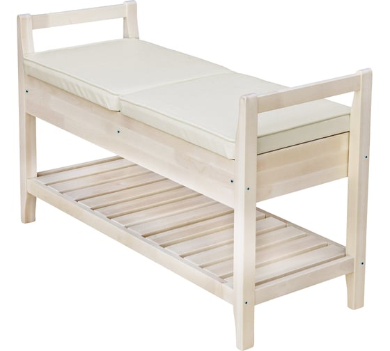 Изображение товара Скамья для прихожей Мебелик Н с ящиком, экокожа крем, каркас лак 7589