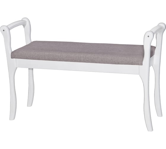 Изображение товара Мягкая скамья для прихожей с подлокотниками Мебелик ткань серо-розовый, каркас снег 7572