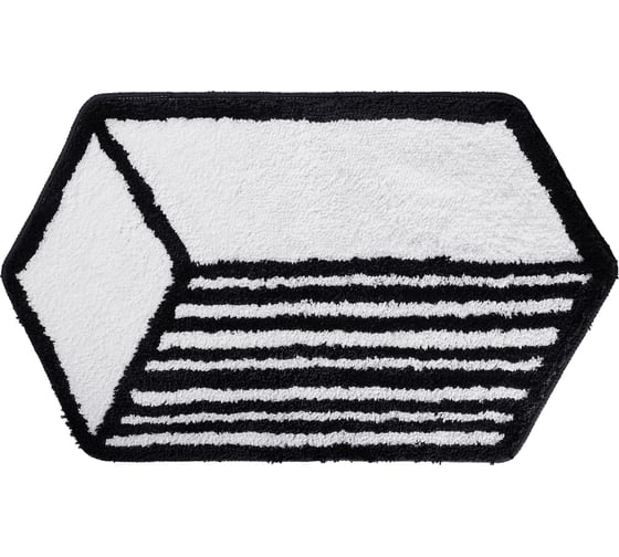 Изображение товара Мягкий коврик для ванной комнаты Moroshka Grafica 50x85 см., цвет белый черный 935-303-01