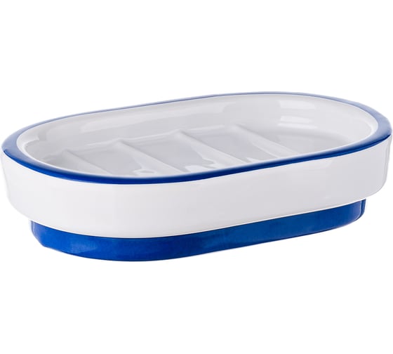 Изображение товара Мыльница Moroshka Memphis 8,5x13,5x3 см., цвет белый и синий 905-311-01