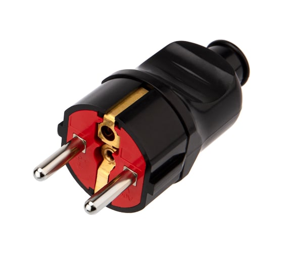 Изображение товара Прямая усиленная вилка Евро REXANT с заземлением 16А черная 11-8949