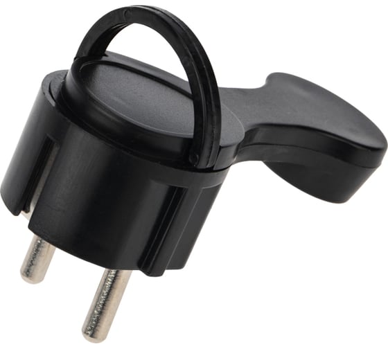 Изображение товара Плоская угловая вилка Евро REXANT с заземлением 16 А черная 16-0736