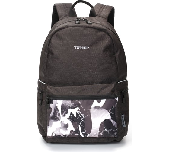Изображение товара Рюкзак Torber GRAFFI, серый с карманом черно-белого цвета, полиэстер, 44x31x18 см T2671-BL-G