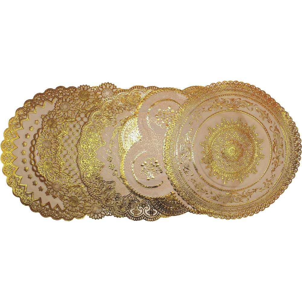 Изображение товара Подстановочная салфетка плейсмат КОШКИН ДОМ круглая 38 см, золоченное кружево, ПВХ 50-10-003