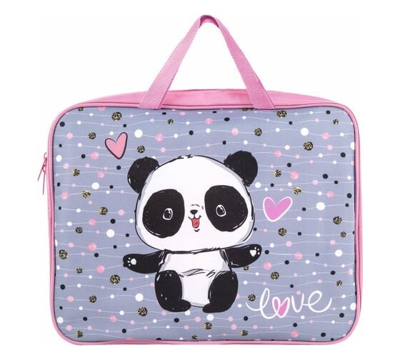 Изображение товара Папка BRAUBERG Funny panda на молнии, с ручками, А4, 1 отделение, полиэстер, 80 мм 271127