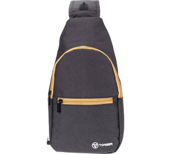 Изображение товара Рюкзак Torber с одним плечевым ремнем, чёрный/бежевый, полиэстер 300D, 33x17x6 см T062-BEI