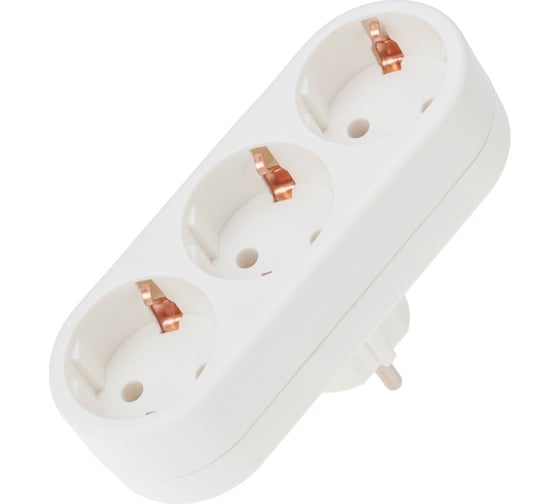 Изображение товара Набор электрических линейных тройников REXANT 16 А с заземлением, белый 2 шт 11-1079-2