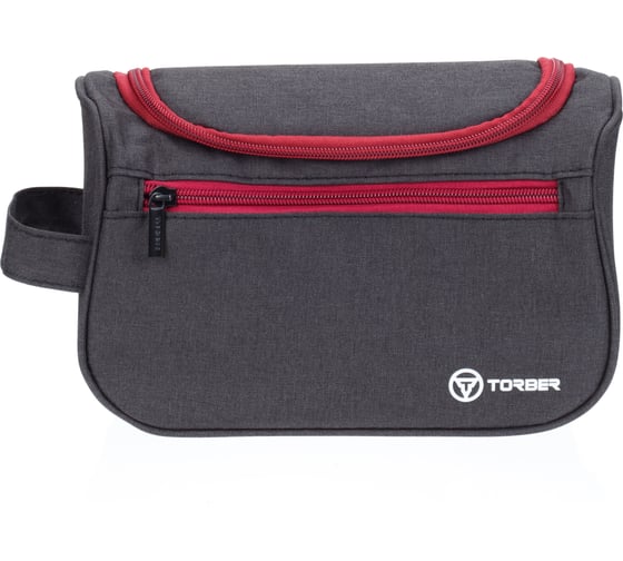 Изображение товара Дорожный несессер Torber чёрный/бордовый, полиэстер 300D, 24x16x9 см T055-BRD