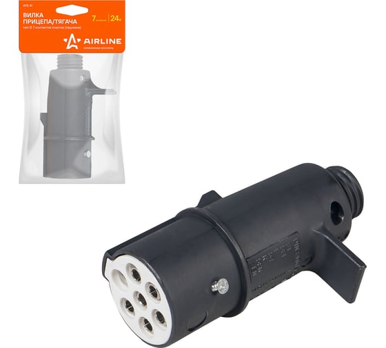 Изображение товара Вилка прицепа/тягача Airline 24 В, тип-S, 7 контактов, пластик ATE-41
