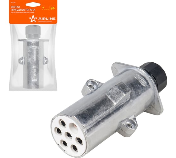 Изображение товара Вилка прицепа/тягача Airline 24 В, тип-S, 7 контактов, металл ATE-43