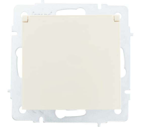 Изображение товара Розетка Lezard VESNA с заземлением, с крышкой, ПБТ, крем 742-0388-123B