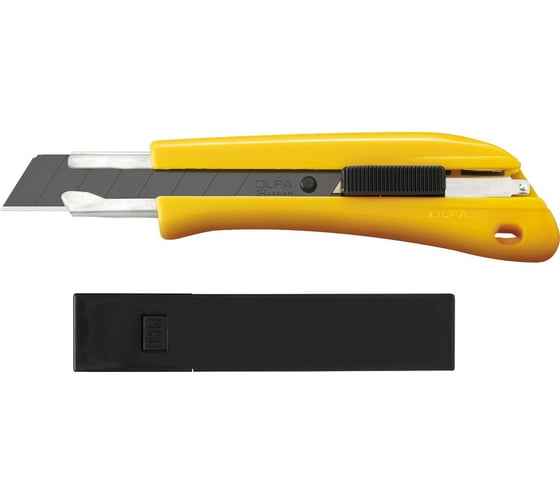 Изображение товара Нож с выдвижным лезвием OLFA 18мм, с автофиксатором, в комплекте с лезвиями 10 шт, OL-BN-AL/BB/10BB