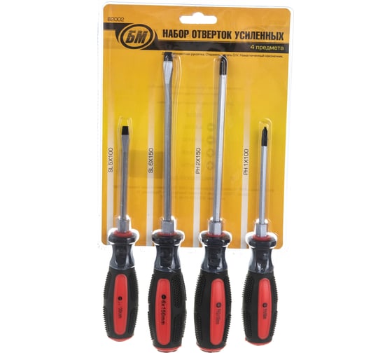 Изображение товара Набор отверток БМ усиленных, 4 предмета 82002
