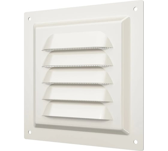 Изображение товара Решетка вентиляционная с покрытием полимерной эмалью 1212МЭ (125х125 мм; с сеткой; сталь; айвори) ERA  89-045