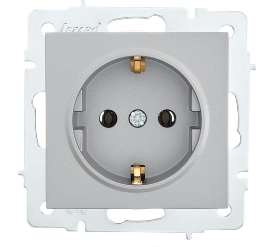 Изображение товара Розетка Lezard VESNA с заземлением, ПБТ, платина 742-3588-122B