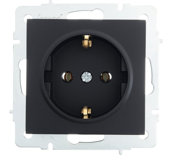 Изображение товара Розетка Lezard VESNA с заземлением, ПБТ, чёрный бархат 742-4288-122B
