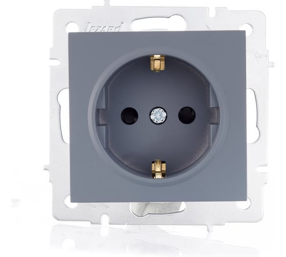 Изображение товара Розетка Lezard VESNA с защитой от детей, ПБТ, графит 742-3488-124B