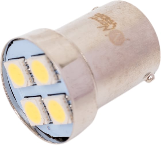 Изображение товара Cветодиод Nord-Yada 12V G18.5 4SMD size 5050, R10W BA15s белый 0.6W 20lm, 2шт. 902702