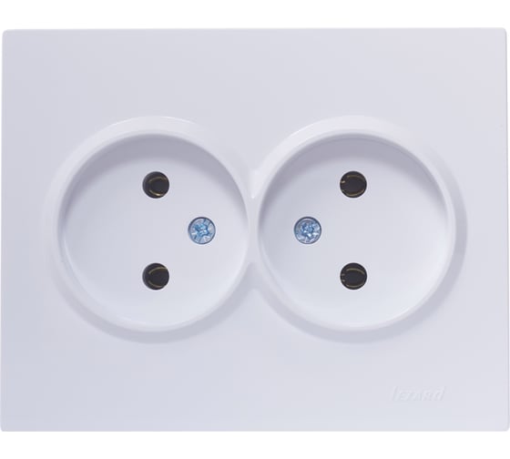 Изображение товара Двойная розетка Lezard VESNA без заземления, ПБТ, белая 742-0200-128B