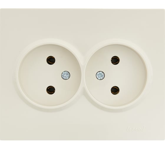 Изображение товара Двойная розетка Lezard VESNA без заземления, ПБТ, крем 742-0300-128B