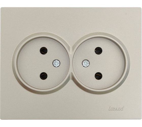 Изображение товара Двойная розетка Lezard VESNA без заземления, ПБТ, титан 742-3700-128B
