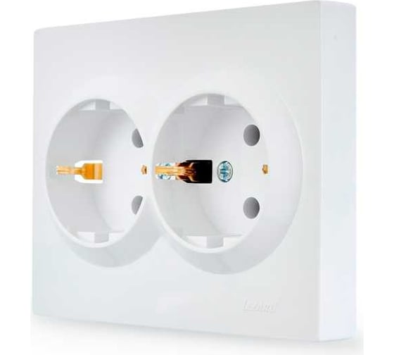 Изображение товара Двойная розетка Lezard VESNA с заземлением, ПБТ, белая 742-0200-127B