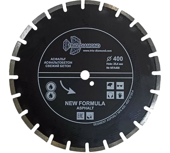 Изображение товара Диск алмазный отрезной TRIO-DIAMOND по асфальту 400x25.4 New Formula Asphalt NFA400