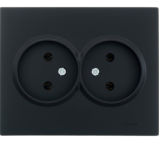 Изображение товара Двойная розетка Lezard VESNA с заземлением, ПБТ, чёрный бархат 742-4200-127B