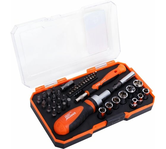 Изображение товара Набор отверток-держателей Кратон с битами и торцевыми головками Complect SSK-03, 41 пр. в кейсе 2 09 05 003