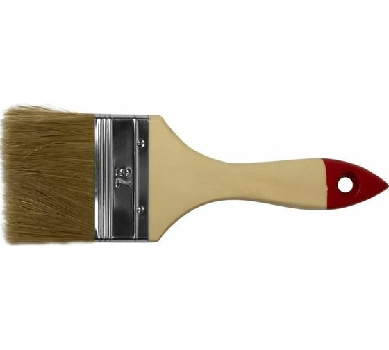 Изображение товара Плоская кисть BOHRER Стандарт 75 мм, 3 натур. щетина, 44x12 мм, деревянная рукоятка 12 шт 81001075