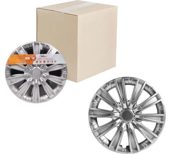 Изображение товара Колесные колпаки Airline Торнадо 16", серебристый, карбон, комплект 2 шт. AWCC-16-29