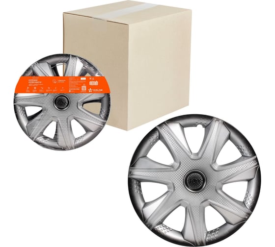 Изображение товара Колесные колпаки Airline Джой + 16", серебристо-черный, карбон, комплект 2 шт. AWCC-16-37