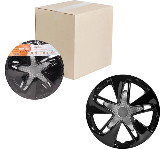 Изображение товара Колесные колпаки Airline Супер Астра Т 13", серебристый/черный, карбон, комплект 2 шт. AWCC-13-23