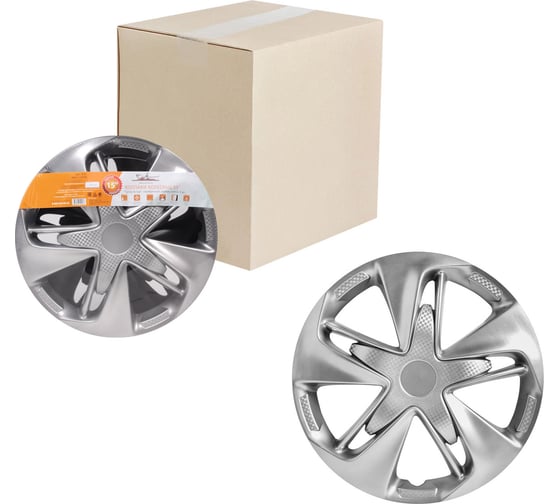 Изображение товара Колесные колпаки Airline Супер Астра 15", серебристый, карбон, комплект 2 шт. AWCC-15-24