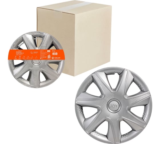 Изображение товара Колесные колпаки Airline Джой 16", серебристый, карбон, комплект 2 шт. AWCC-16-36