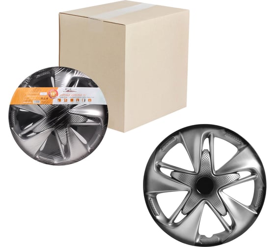 Изображение товара Колесные колпаки Airline Супер Астра + 15", серебристо-черный, карбон, комплект 2 шт. AWCC-15-25