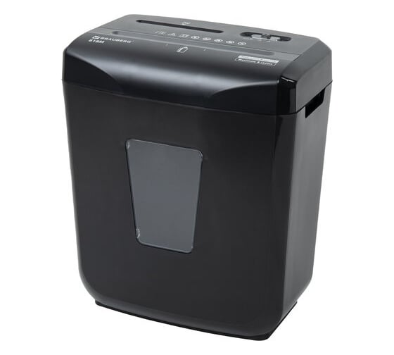 Изображение товара Уничтожитель шредер BRAUBERG 818M 5 уровень секретности, фрагменты 3x10 мм, 8 листов, 18 л 532153