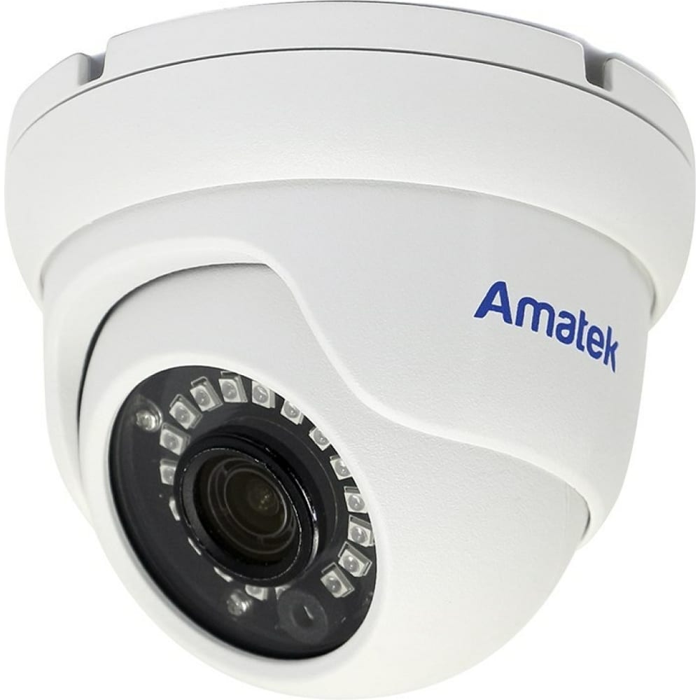 Купольная вандалозащищенная IP-видеокамера Amatek uniview видеокамера ip цилиндрическая 1 3 4 мп кмоп 30 к с ик подсветка до 30м 0 01 лк f2 0 объектив 2 8 мм dwdr 2d 3d dnr ultra 265