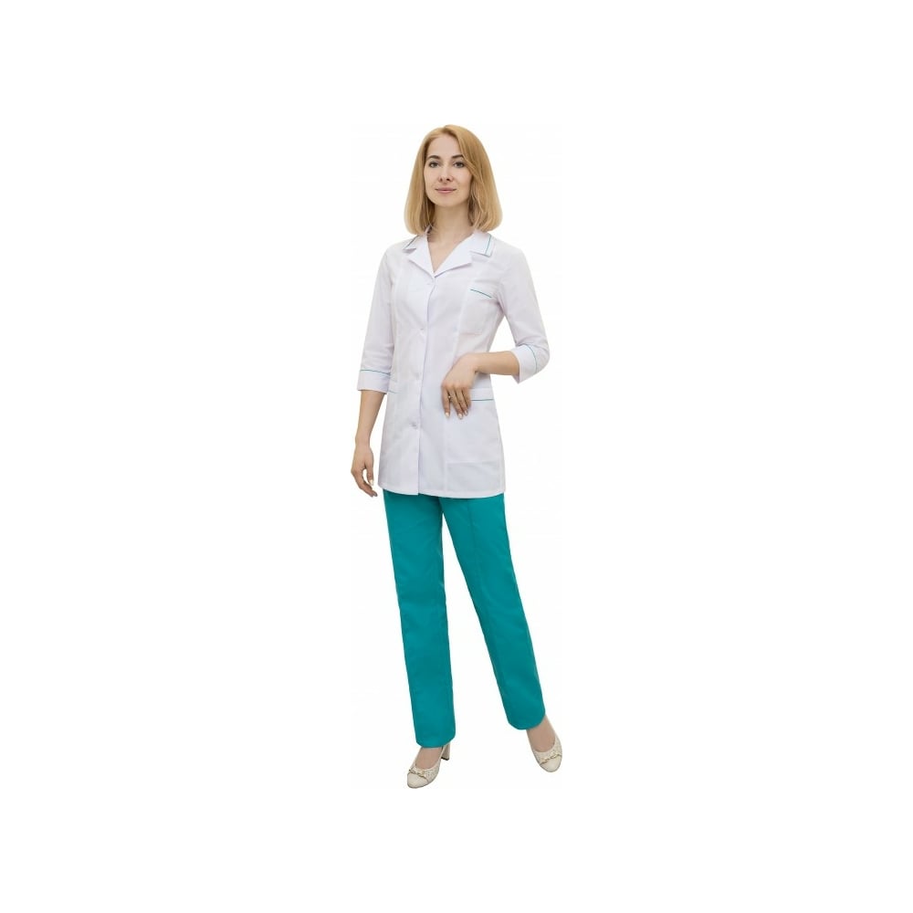 Женский костюм Tekca Line, размер 60-62, цвет белый/бирюзовый 2029120593313 Эконом - фото 1