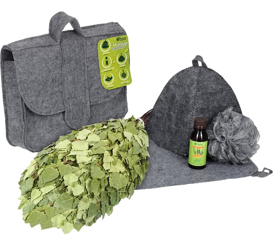 Изображение товара Банный набор Банные штучки портфель, веник, шапка, коврик, мочалка, ароматизатор 34222