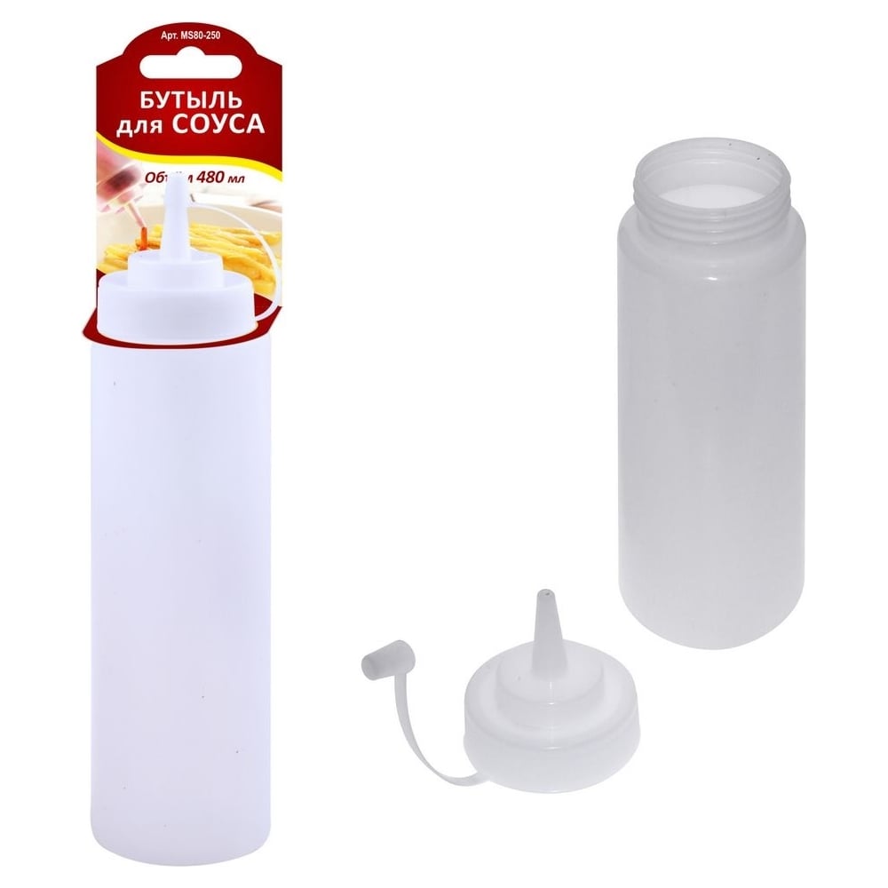 Изображение товара Бутыль для соуса МУЛЬТИДОМ 480 мл пластик прямоугольная белая
